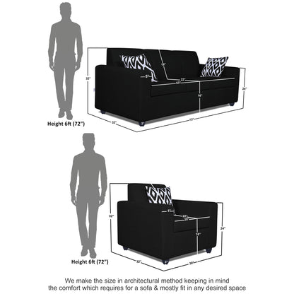 Adorn India Monteno 3-1-1 5 Seater Sofa Set (Black) (3 Year Warranty)