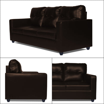 Adorn India Astor Leatherette 3 Seater Sofa (Brown) (3 Year Warranty)