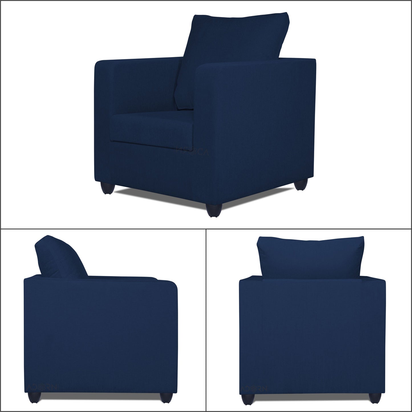 Adorn India Zink Straight Line 3-1-1 5 Seater Sofa Set (Blue)