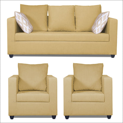 Adorn India Zink Straight Line 3-1-1 5 Seater Sofa Set (Beige)