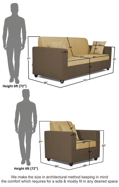 Adorn India Rio Decent Wooden 3-1-1 5 Seater Sofa Set (Brown & Beige)