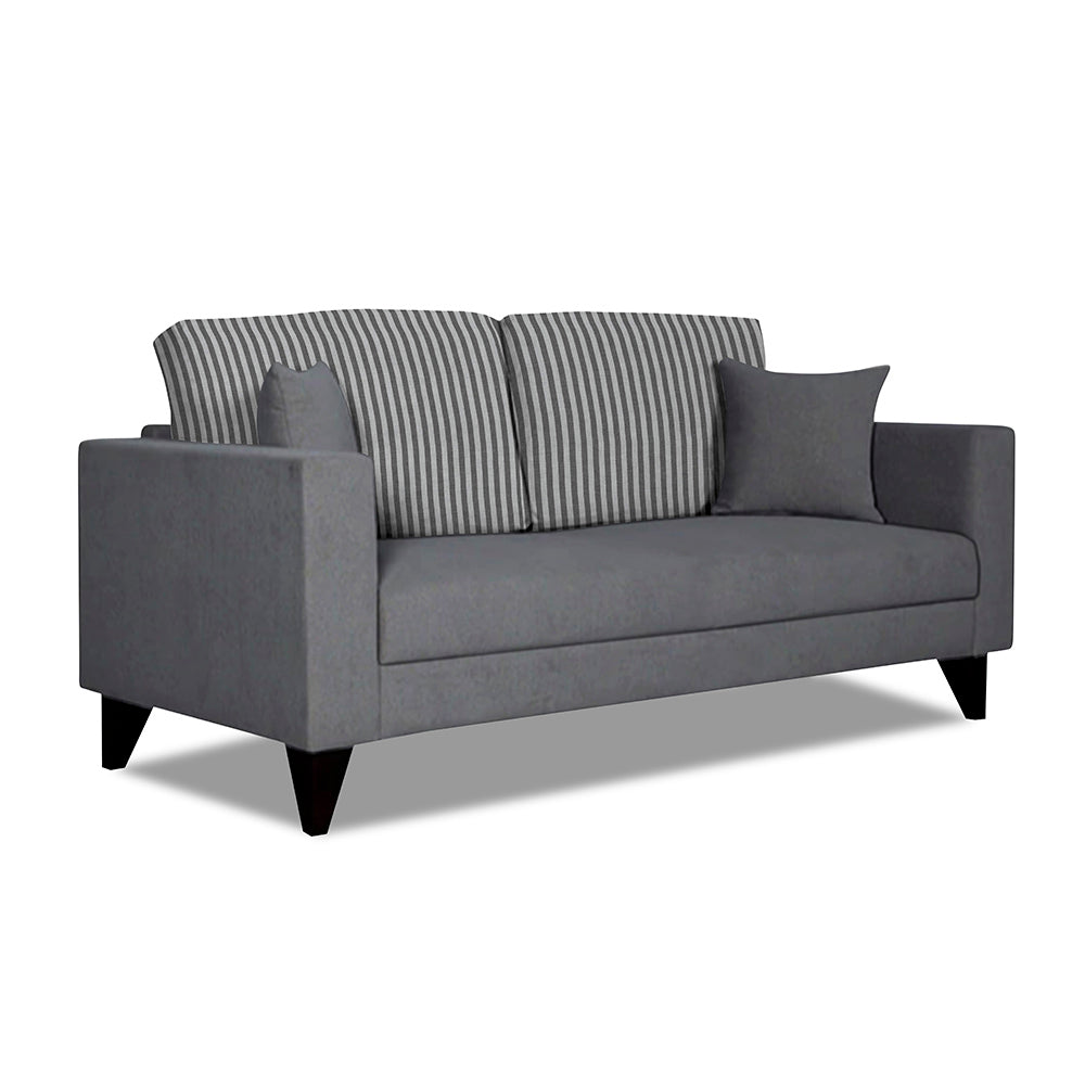 Adorn India Hector Stripes 3 Seater Sofa (Grey) Martin Plus (3 Year Warranty)