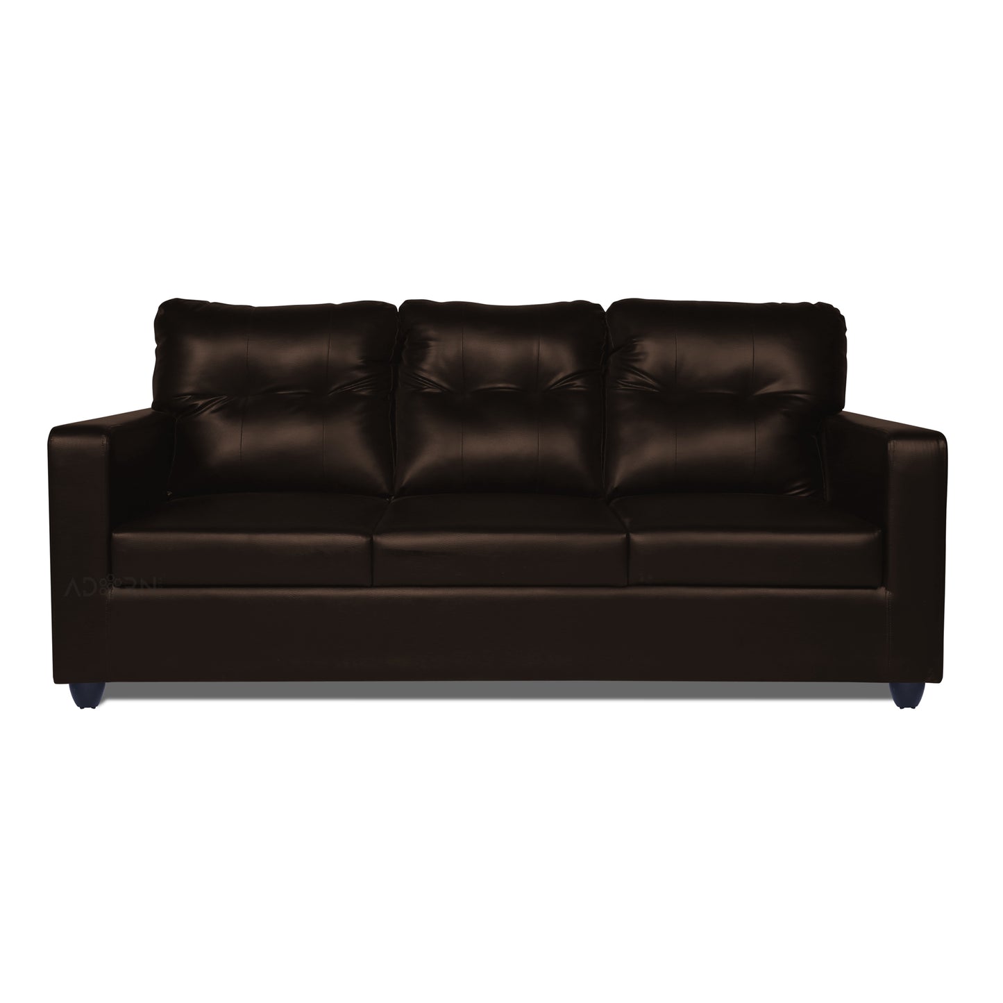 Adorn India Astor Leatherette 3 Seater Sofa (Brown) (3 Year Warranty)