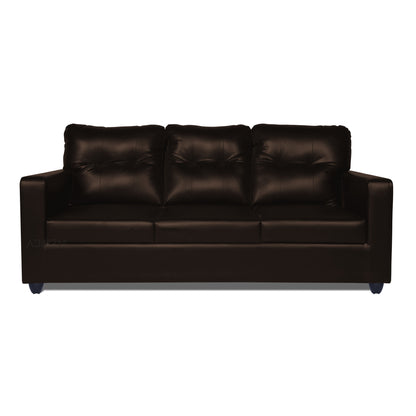 Adorn India Astor Leatherette 3 Seater Sofa (Brown) (3 Year Warranty)