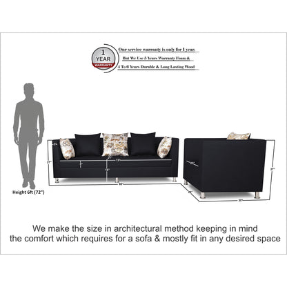 Adorn India Alica 3-1-1 5 Seater Sofa Set(Black)