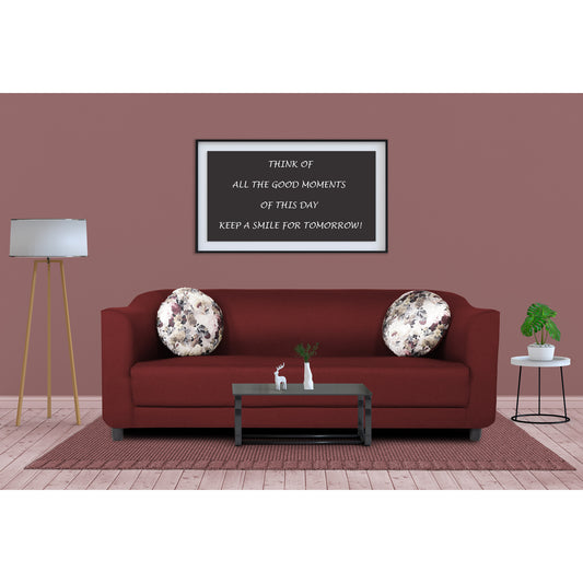 Adorn India Brisco 3 Seater Sofa (Maroon), Wood, Foam