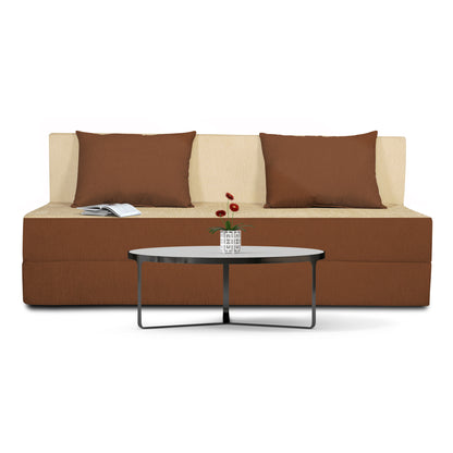 Adorn India Easy 3 Seater Sofa Cum Bed (Brown and Beige) (5x6) (1 Year Warranty)