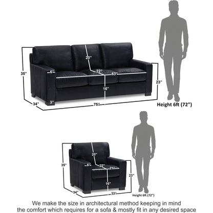Adorn India Exclusive Rosina Leatherette 3-1-1 Sofa Set (Black)