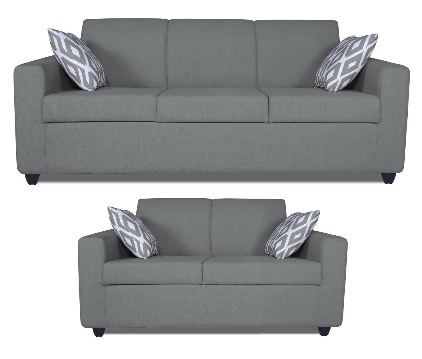 Adorn India Monteno 3+2 5 Seater Sofa Set (Grey) (3 Year Warranty)