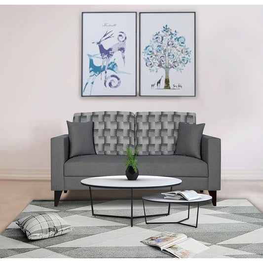 Adorn India Berlin Bricks 2 Seater Sofa (Grey) Martin Plus (3 Year Warranty)