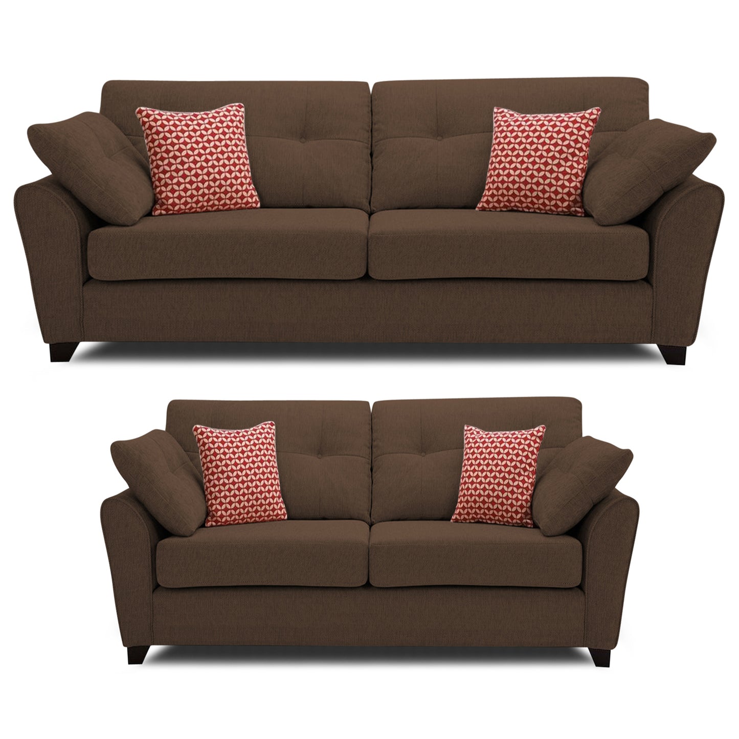 Adorn India Moris 3+2 5 Seater Sofa Set (Brown) (3 Year Warranty)