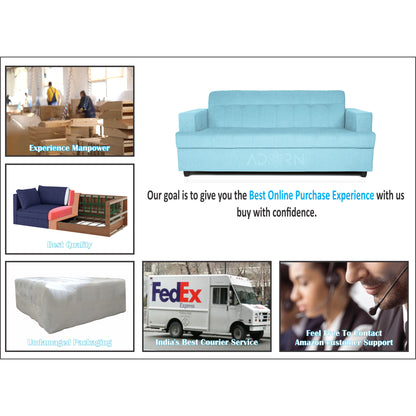 Adorn India Aleena 3 Seater Sofa(Light Blue)