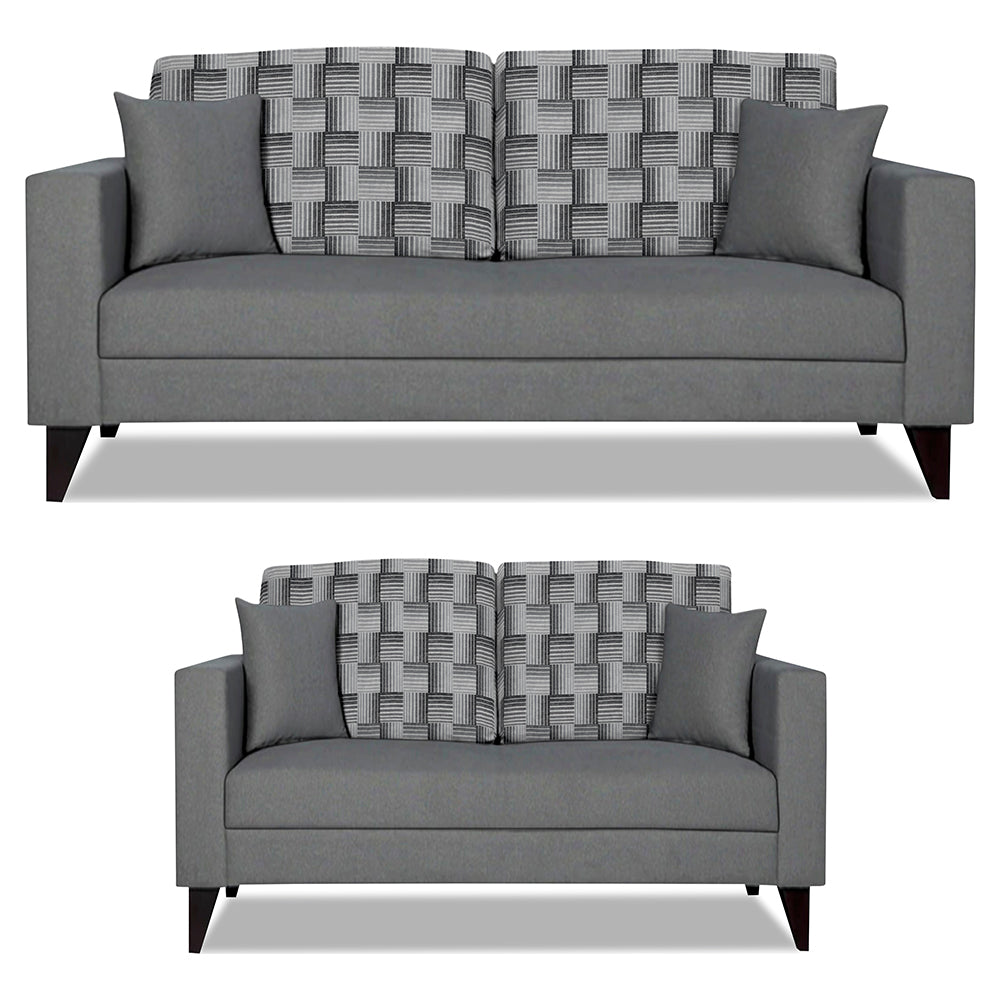 Adorn India Berlin Bricks 3+2 5 Seater Sofa Set (Grey) Martin Plus (3 Year Warranty)