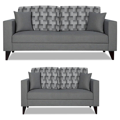Adorn India Berlin Bricks 3+2 5 Seater Sofa Set (Grey) Martin Plus (3 Year Warranty)