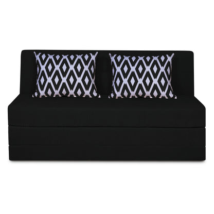 Adorn India Easy Highback Three Seater Sofa Cum Bed Rhombus 5' x 6' (Black) (1 Year Warranty)