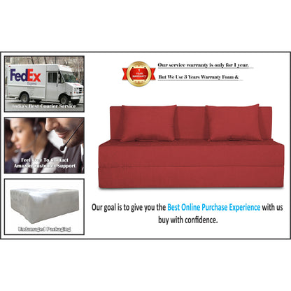 Adorn India Easy 4 Seater Sofa Cum Bed Alyn 6'x 6' (Maroon)