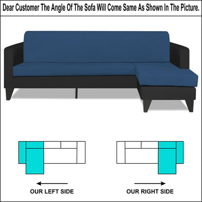 Adorn India Aladra L Shape Decent 5 Seater Sofa Set RHS (Blue & Black) (3 Year Warranty)