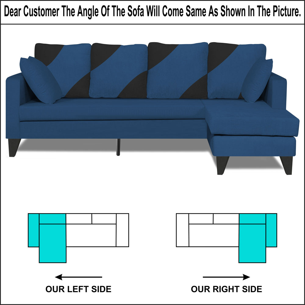 Adorn India Denver L Shape 5 Seater Sofa Set RHS (Blue) (3 Year Warranty)
