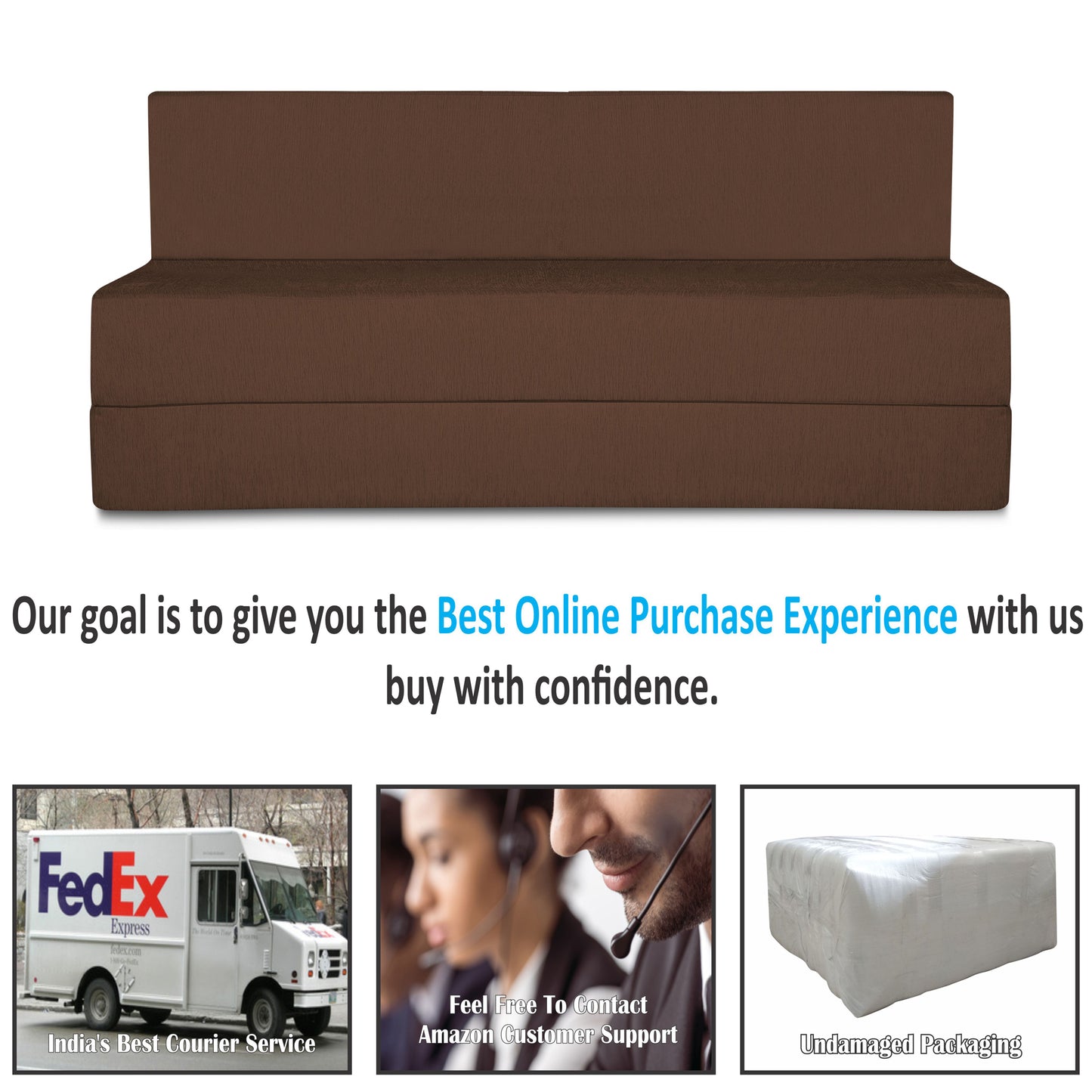 Adorn India Easy Treno 3 Seater Sofa Cum Bed Sit & Sleep Perfect for Guest, Colour Brown, 5'x6', (1 Year Warranty)