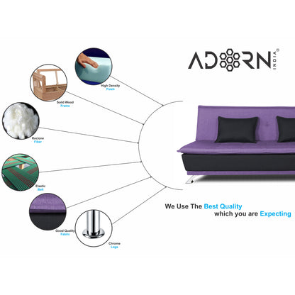 Adorn India Exclusive Two Tone Arden 4 Seater Sofa Cum Bed 4 x 6 (Dark Purple & Black) (3 Year Warranty)