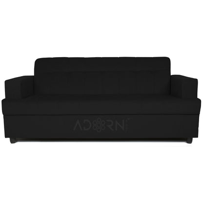 Adorn India Aleena 3 Seater Sofa(Black)