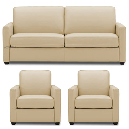 Adorn India Flavio Leatherette 3-1-1 Sofa Set (Beige)