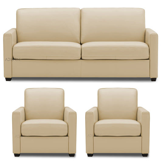 Adorn India Flavio Leatherette 3-1-1 Sofa Set (Beige)