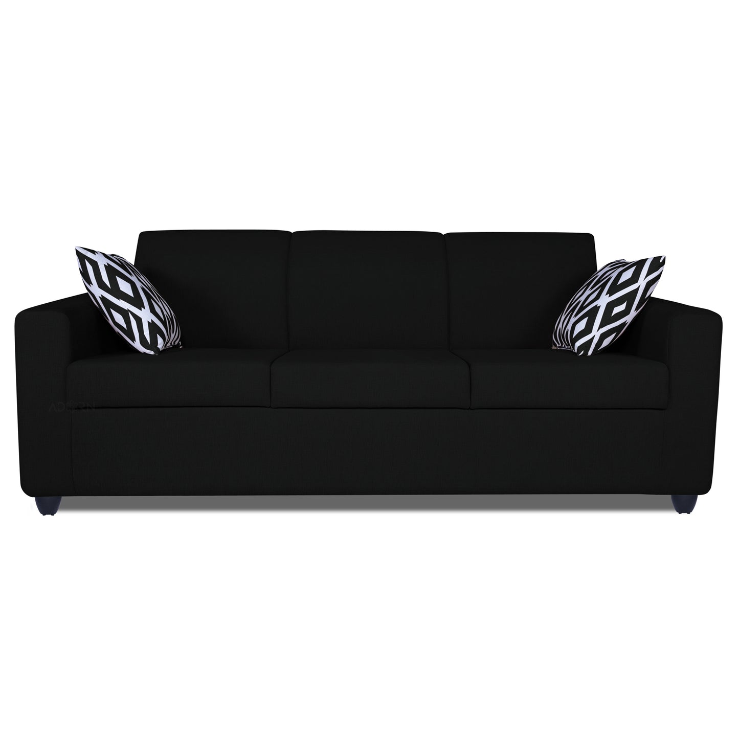 Adorn India Monteno 3 Seater Sofa (Black) (3 Year Warranty)