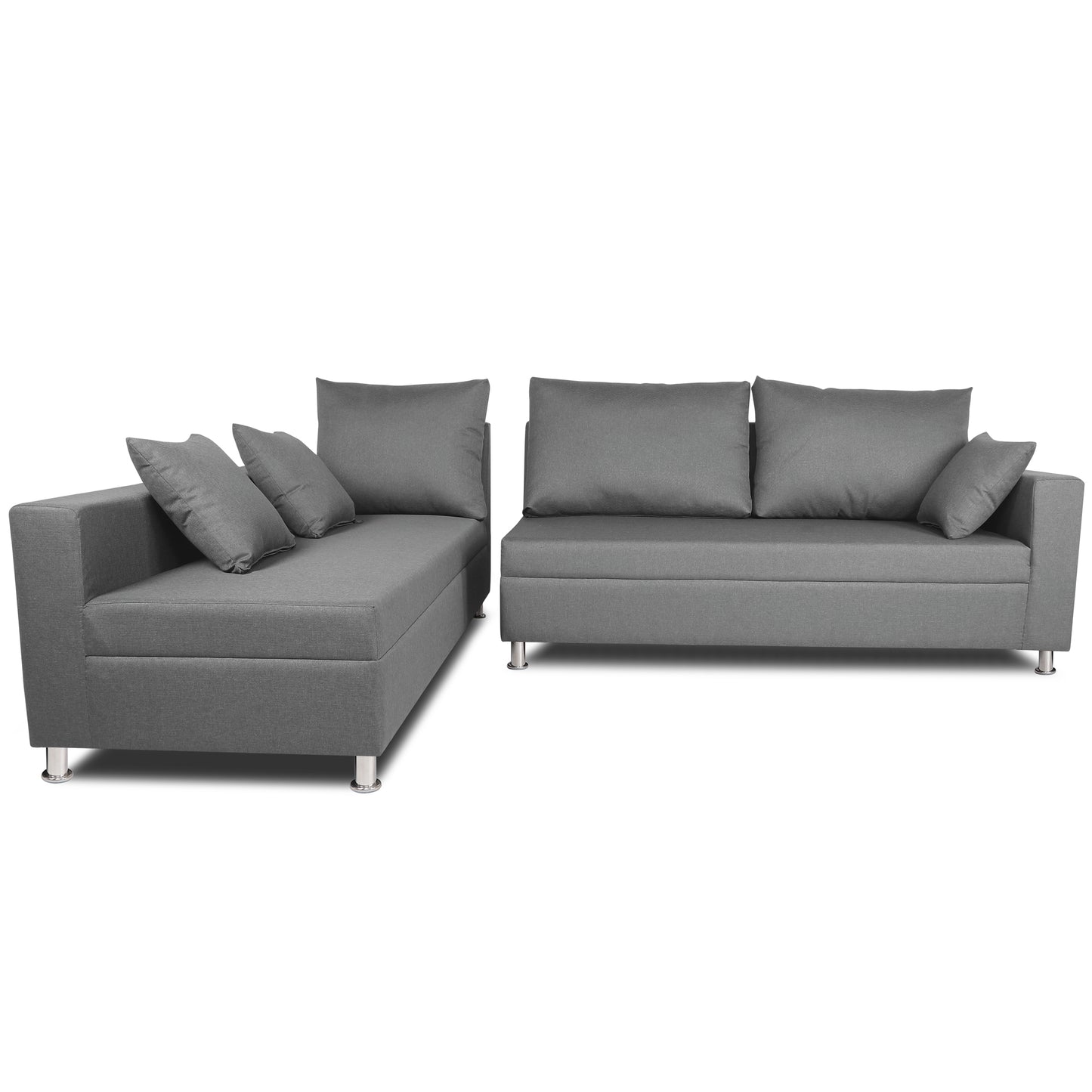 Adorn India Straight Line 6 seater L Shape Sofa set (Left Side Handle)(Light Grey)