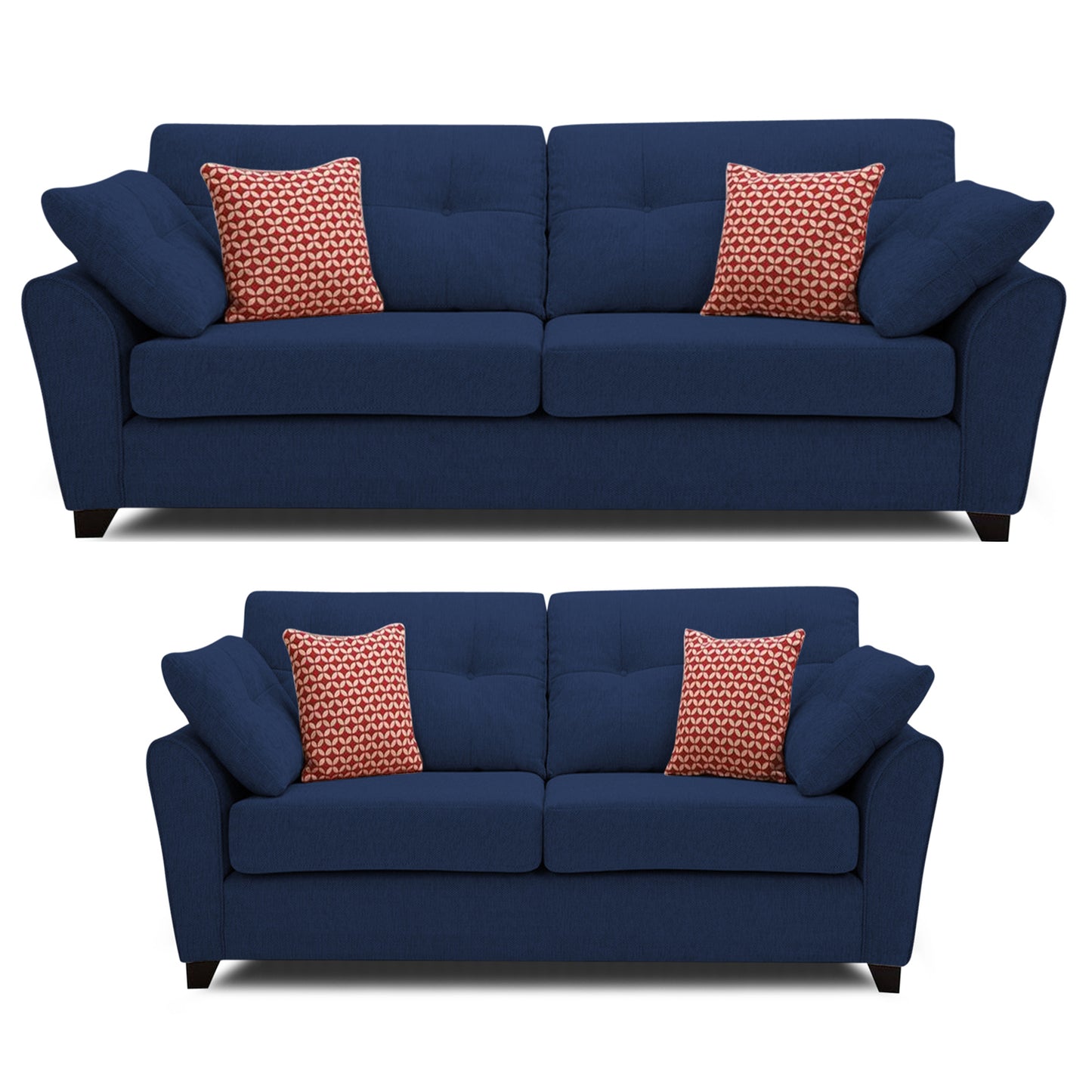 Adorn India Moris 3+2 5 Seater Sofa Set (Blue) (3 Year Warranty)
