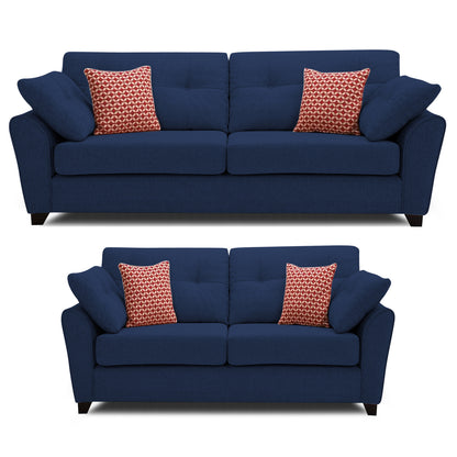Adorn India Moris 3+2 5 Seater Sofa Set (Blue) (3 Year Warranty)