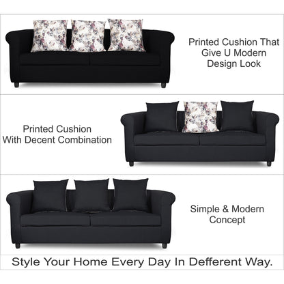 Adorn India Magnum 3 Seater Sofa (Black)