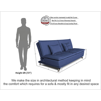 Adorn India Arden 4 Seater Sofa Cum Bed 4 x 6 (Blue) (3 Year Warranty)