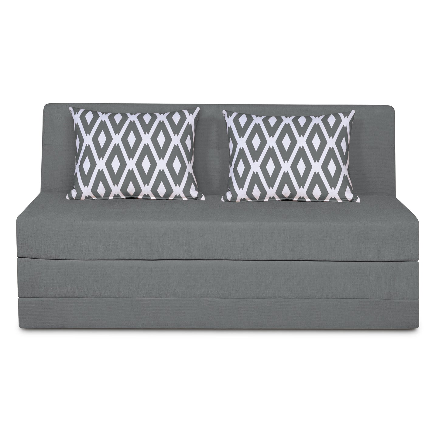 Adorn India Easy Highback Three Seater Sofa Cum Bed Rhombus 5' x 6' (Grey) (1 Year Warranty)