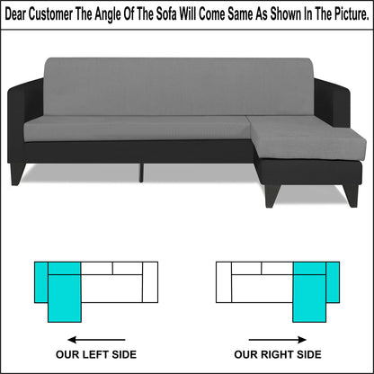 Adorn India Aladra L Shape Decent 5 Seater Sofa Set RHS (Grey & Black) (3 Year Warranty)