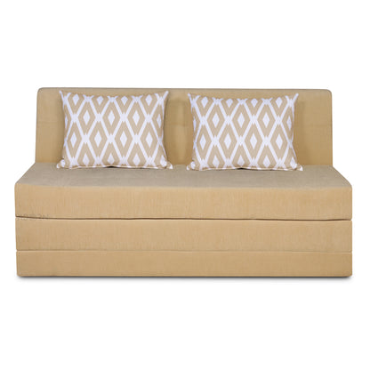 Adorn India Easy Highback Three Seater Sofa Cum Bed Rhombus 5' x 6' (Beige) (1 Year Warranty)