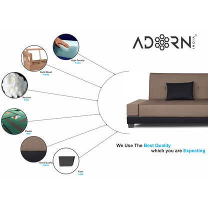 Adorn India Exclusive Two Tone Blake Three Seater Sofa Cum Bed (Camel & Black), Wood, Foam