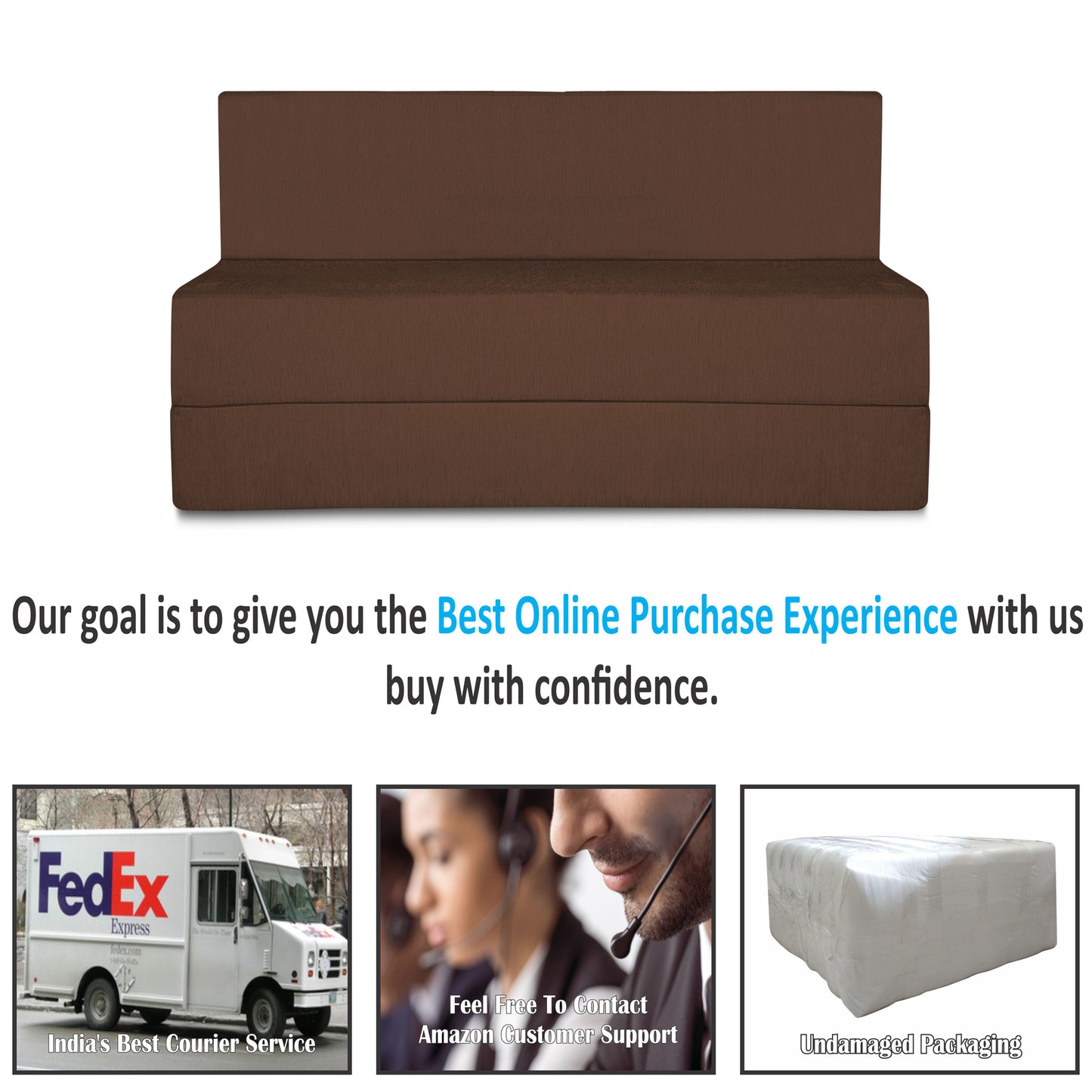 Adorn India Easy Treno 2 Seater Sofa Cum Bed Sit & Sleep Perfect for Guest, Colour Brown, 4'x6', (1 Year Warranty)