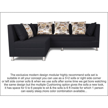 Adorn India Alica Modular Sofa Set(Black)