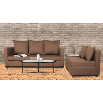 Adorn India New Straight Line Modular 5 Seater Sofa Set (Camel)