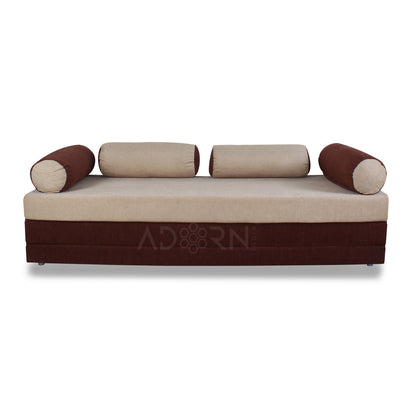 Adorn India Easy Fabric Deewan Cum Bed (Brown and Beige)