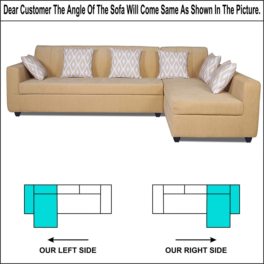 Adorn India Rio Highback L Shape 6 Seater Sofa Set (Right Hand Side) (Beige) (3 Year Warranty)