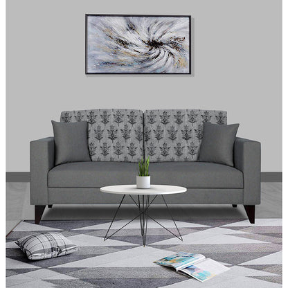 Adorn India Parker Leaf 3 Seater Sofa (Grey) Martin Plus (3 Year Warranty)