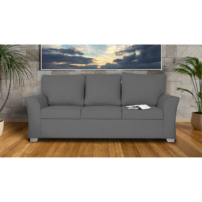 Adorn India Alexia 3 Seater Sofa(Grey), Wood, Foam