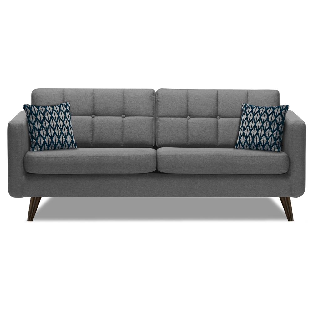 Adorn India Chilly 3 Seater Fabric Sofa Set (Grey) (3 Year Warranty)