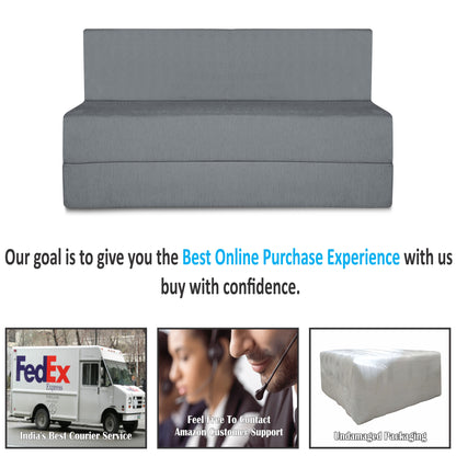 Adorn India Easy Treno 2 Seater Sofa Cum Bed Sit & Sleep Perfect for Guest, Colour Grey, 4'x6' (1 Year Warranty)