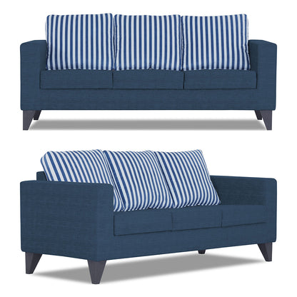 Adorn India Straight Line Plus Stripes 3+2+1 6 Seater Sofa Set (Blue) (3 Year Warranty)