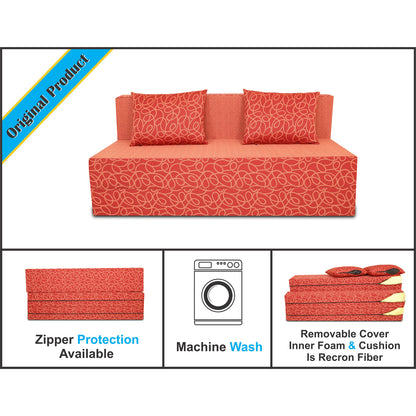 Adorn India Easy Three Seater Sofa Cum Bed Poly Cotton (Red) 5'X6'
