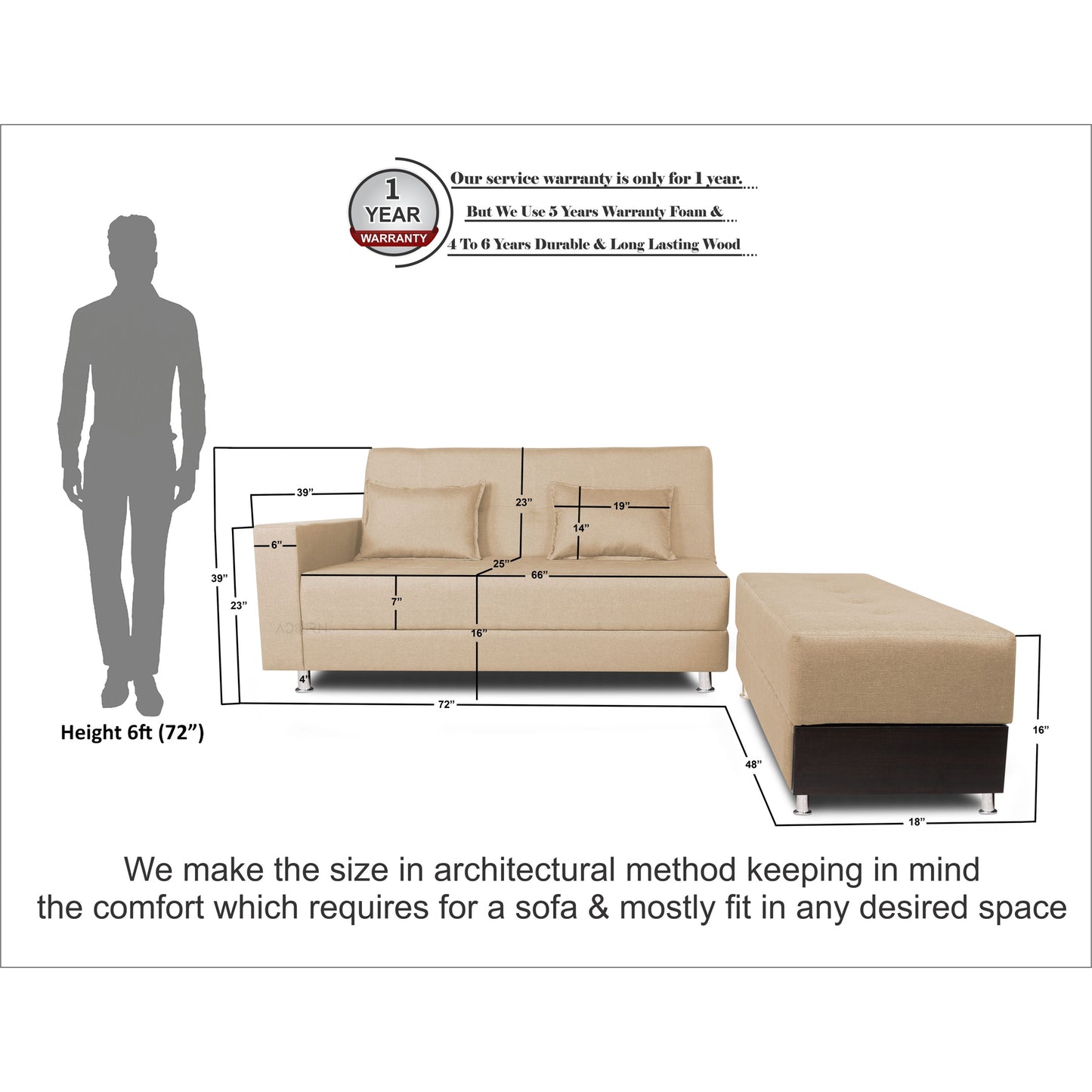 Adorn India Flora Sofa Cum Bed(Beige)