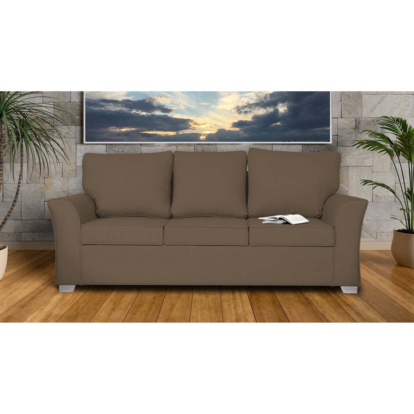 Adorn India Alexia 3 Seater Sofa(Camel)